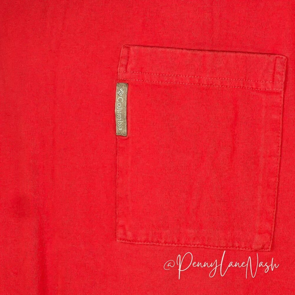 Columbia Red Crewneck Short Sleeve Pocket Tshirt Men's 2X - Picture 9 of 10